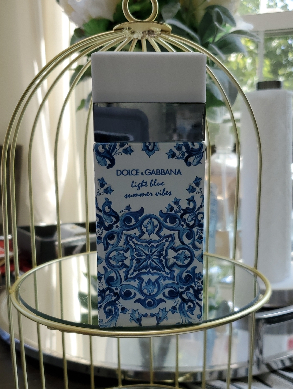 Dolce & Gabbana Blue and White Decorative Bottle - Light Blue Pattern NIB TESTER
